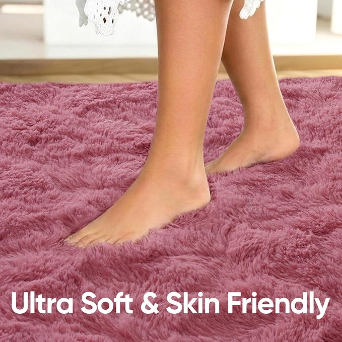 6x9 Large Blush Fluffy Soft Area Rug Non-Slip - Image 5