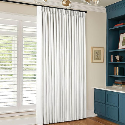 Beige White Pinch Pleated 100% Blackout Linen Curtains W60xL120 1 Panel | Black - Image 6