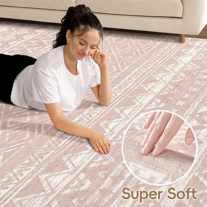 cotiled Boho 9x12 Area Rug for Living Room: Large Moroccan Washable Rug | Solve - Image 3