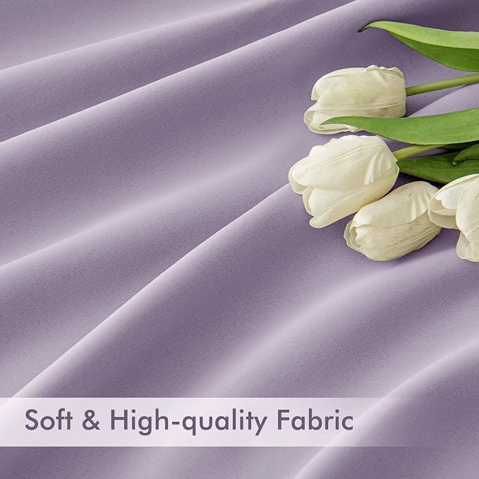 MIULEE Lilac Back Tab Blackout Curtains 52x84 Inch Length 2 Panels Set | Rod - Image 6