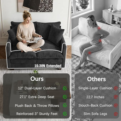 52'' Loveseat Sofa with Ottoman, Modern Cloud Sofa Couch with 27" Deep Seat - Image 6