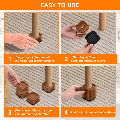shouwuhho 9 Pack Furniture Risers Adjustable Bed Risers Heavy Duty Lifts Height - Image 7