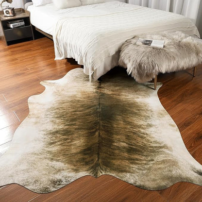 Western Faux Cowhide Rug, Animal Cow Hide Rug, 7 x 6.2 Ft Brownish | Premium - Image 4