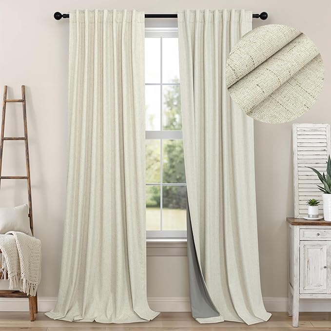Pitalk Black Out 96 Inch Long Boho Curtains 2 Panel Set Farmhouse Curtain by Pitalk