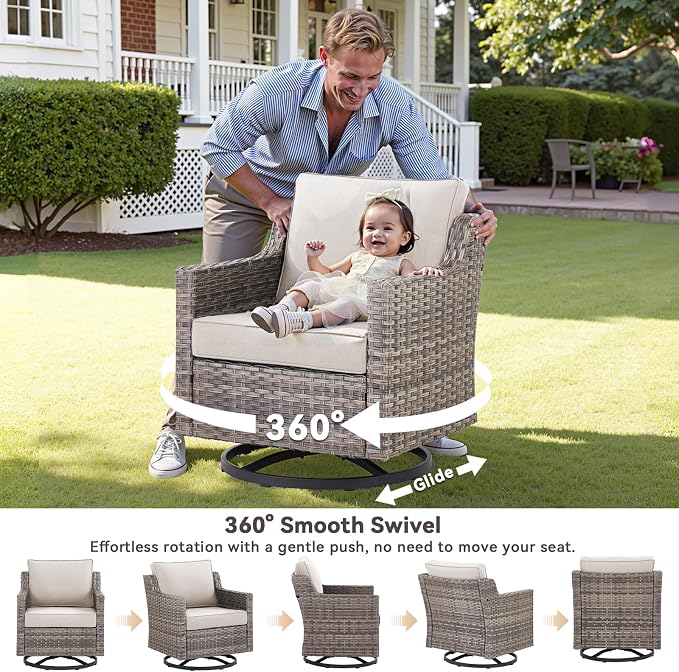 Outdoor Patio Furniture Set-7 Pieces All-Weather Wicker Outdoor Furniture - Image 2