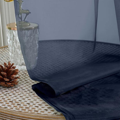 Chyhomenyc Navy Blue Sheer Curtains 63 Inches Long 2 Panels, Light Filtering - Image 7