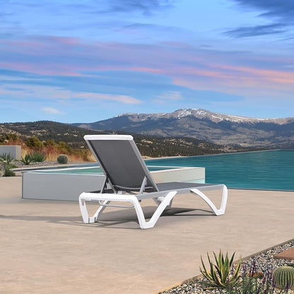PURPLE LEAF Patio Chaise Lounge Chair Outside Aluminum Plastic Stackable - Image 4