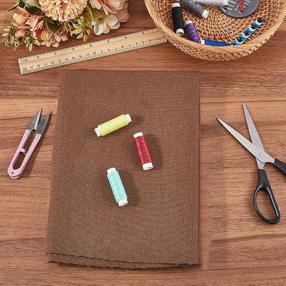 59.06 Inch Coffee Brown Needlework Fabric Natural Cotton Linen Cloth Quilting - Image 4