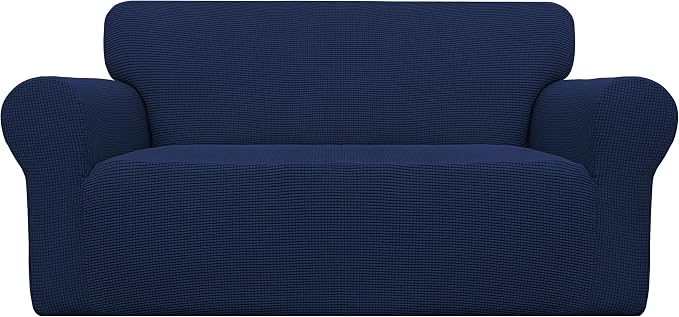 Easy-Going Stretch Oversized Loveseat Couch Covers Washable Navy | 1-Piece by Easy-Going