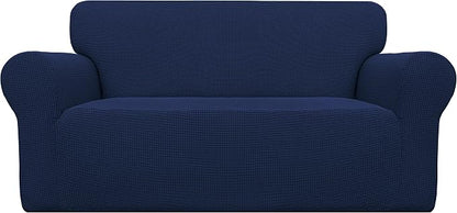 Easy-Going Stretch Oversized Loveseat Couch Covers Washable Navy | 1-Piece by Easy-Going