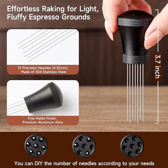KitchenTour Espresso Accessories Kit 58mm, WDT Tool, Dosing Funnel and Puck Screen Set, 304 Stainless Steel Needle Coffee Distribution Stirrer, Portafilter Dosing Ring for Barista 58mm