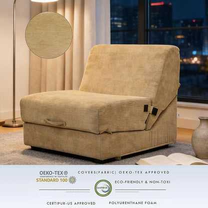 jela Luxury Corduroy Indoor Chaise Lounge, Foldable Sofa Bed Chair - Image 6
