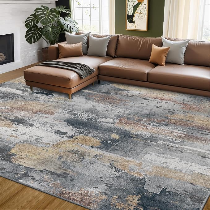 RELEANY Washable 9'x12' Abstract Area Rug by RELEANY