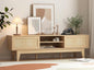Boho TV Stand for 55 65 Inch TV, Rattan Entertainment Center by Xixini