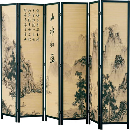 MyGift Decorative 6 Panel Folding Room Divider Bamboo Screen - Image 6