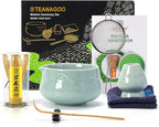 TEANAGOO 7 Pcs Matcha Whisk Set Blue, Ceramic Matcha Set, Matcha Kit for Ceremony, Matcha Tea Set for Making Breakfast/Latte, Tradition Whisk Set and Bowl with Scoop&Sifter, Gift for Friend/Family