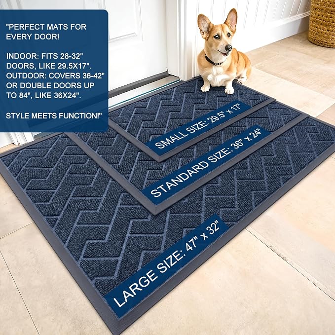 OLANLY Front Door Mat Outside 29.5x17, All-Season Absorbent Rubber Doormat | - Image 2