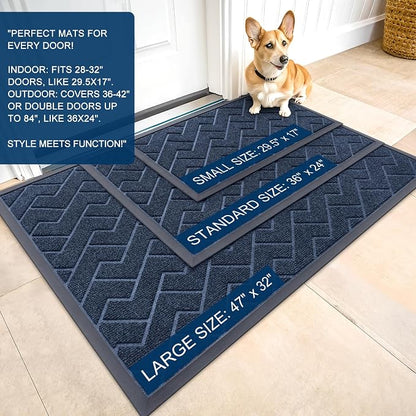 OLANLY Front Door Mat Outside 29.5x17, All-Season Absorbent Rubber Doormat | - Image 2