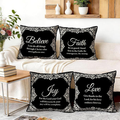 OBSEDE Black and White Bible Verse Decorative Throw Pillow Covers 18 × 18 in - Image 5