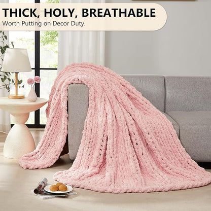 L'AGRATY Chunky Knit Throw Blanket - Image 4