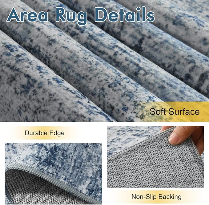2x6 Ft Washable Runner Rug, Non-Slip Low Pile Hallway Kitchen Area Rug - Image 5