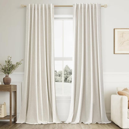Extra Long 100% Blackout Linen Curtains by Guken