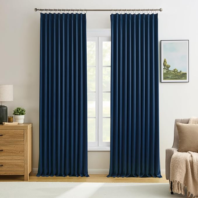Navy Blackout Curtains 72 Wide x 90 inch Long 2 Panels by KEQIAOSUOCAI
