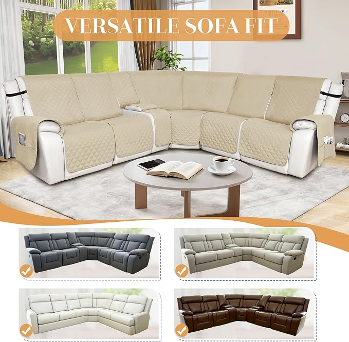 HDCAXKJ Reclining Sectional Couch Covers L Shape Recliner Sofa Middle Console - Image 5