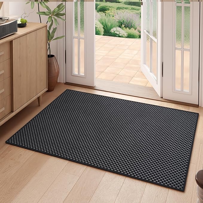 Indoor Front Door Mat Entryway Rug Non Slip Washable Black 2x3 ft | Front Entry by YDKGL