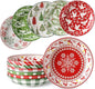 Christmas Pasta Bowl Set, 8 Inch Salad Serving Bowl, Wide and Shallow Bowl Plate for Kitchen, Dishwasher and Microwave Safe, Set of 6