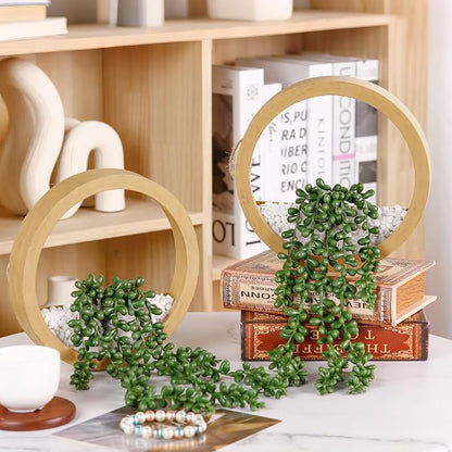 Der Rose 2 Pack Boho Wall Decor Fake Plants 15" Hanging Artificial Succulents - Image 2