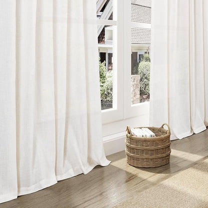 Ivory White Linen Curtains 132 Inch Length - Image 5