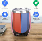 DOMICARE Stainless Steel Wine Tumbler Bulk with Lid, Personalized Insulated Tumblers Set, 12oz Travel Coffee Cups Pack of 16, Pink