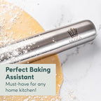 Ultra Cuisine French Rolling Pin for Baking – Use with Pizza, Cookie, and Pastry Dough, Fondant and Pie Crust – Tapered Design Bread Roller Pin, Stainless Steel 15.75-inch Large Roller Pin