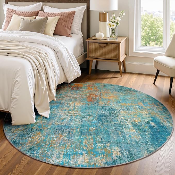 RELEANY Washable Round 4ft Area Rug by RELEANY