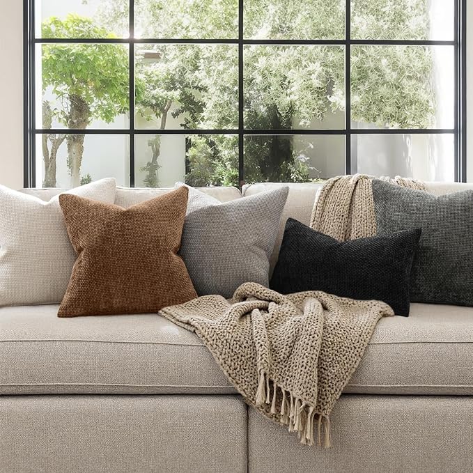 MIULEE Decorative Couch Throw Pillow Covers 20x20 in Golden Brwon 2 Pack | - Image 3