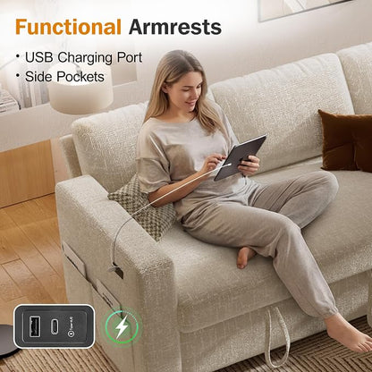 Sunny Heart 106" U Shaped Sectional Sleeper Sofa Bed - Image 8