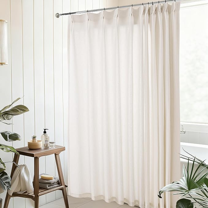 Natural Pinch Pleated Linen Curtains 72 Inches Long 72 Inch Wide | Semi Sheer - Image 7