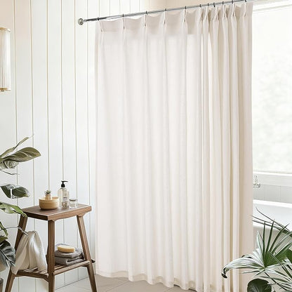 Natural Pinch Pleated Linen Curtains 72 Inches Long 72 Inch Wide | Semi Sheer - Image 7