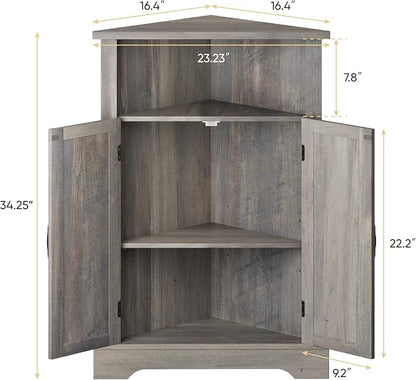 Smuxee Bathroom Corner Storage Cabinet, Farmhouse Floor Corner Cabinet - Image 2