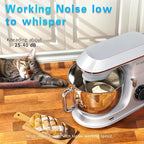 DOBBOR Electric Stand mixer, 9.5QT 660W 6 Speeds Tilt-Head Dough Mixers, Bread Mixer with Dough Hook, Whisk, Beater, Splash Guard for Baking Bread, Cake, Cookie, Pizza, Muffin, Salad and More - Sliver