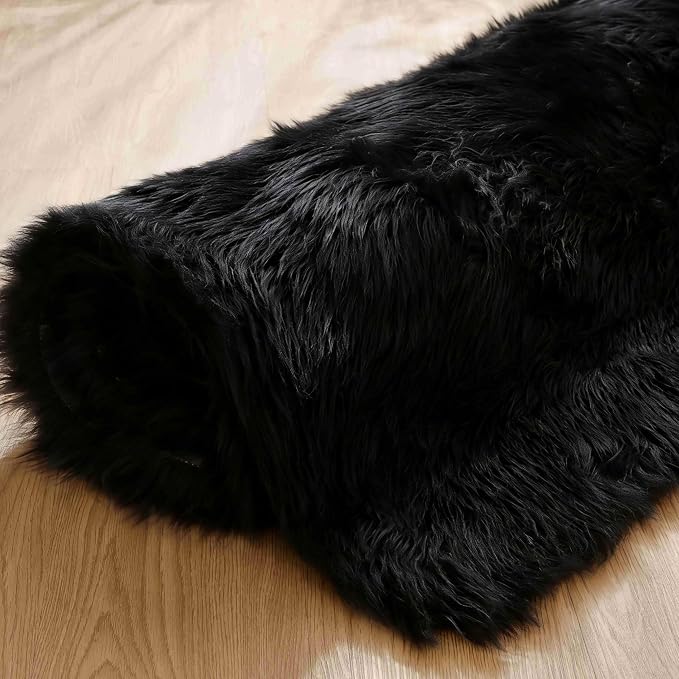 Goolela Black Area Rug 9x12 Fluffy Fuzzy Furry Rug - Image 9