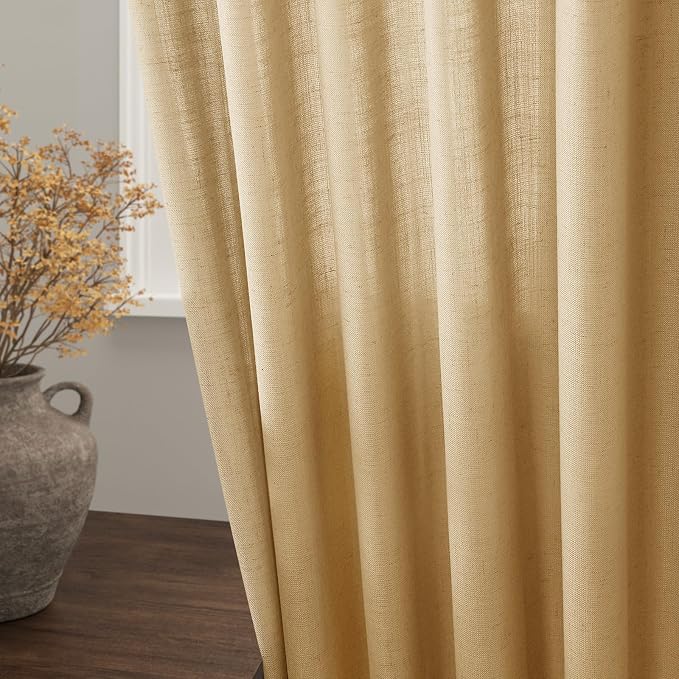 Gold Yellow Linen Curtains 72 Inch Length - Image 4