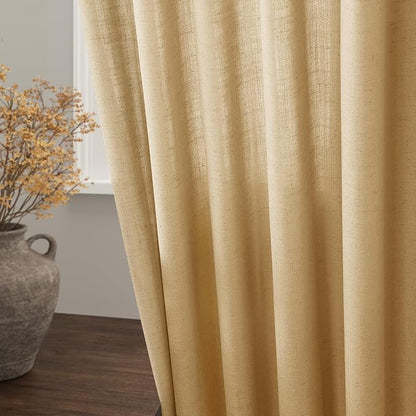 Gold Yellow Linen Curtains 84 Inch Length 2 Panels Set - Image 4