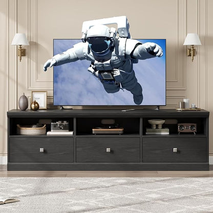 IDEALHOUSE 70in TV Stand for TVs up to 80", Mid Century Modern Entertainment - Image 2