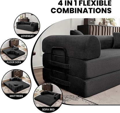 79'' Convertible Sofa Bed, 5-in-1 Folding Boneless Couch, Pull Out Floor Sleeper - Image 3