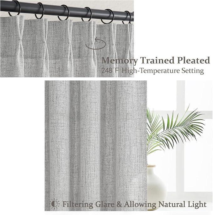 Natural Linen 100 Inch Light Grey Patio Curtains - Image 4