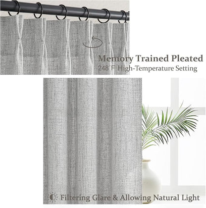 Light Grey Pleated Extra Wide 70 Inch Bedroom Curtains 84 Inches Long 2 Panels - Image 4