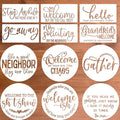 Funny Welcome Stencils for Painting Sarcastic Round Stencil Large Gather Stay Awhile Templates for Door Hanger,Doormat, Porch Sign, Wreath