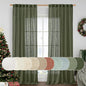 Linen Semi Sheer Curtains 96 inches Long 2 Panels Set, Olive Green | Light by LAMIT